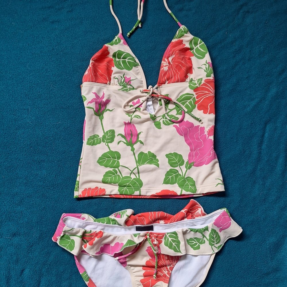 Zimmermann Green and Pink Floral Bikini